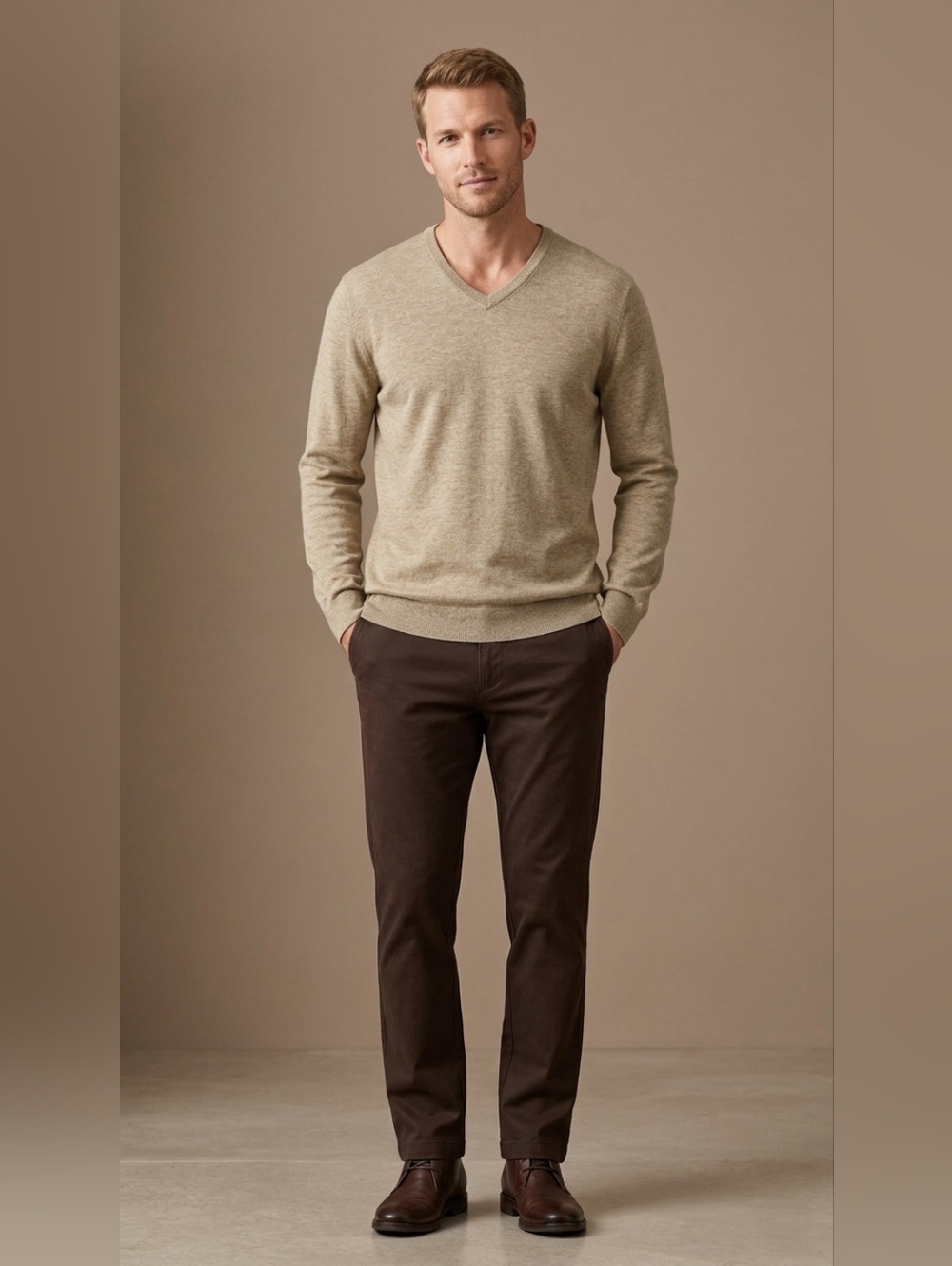 $50 Alfani Mens Solid V-Neck Cotton Sweater Shirt